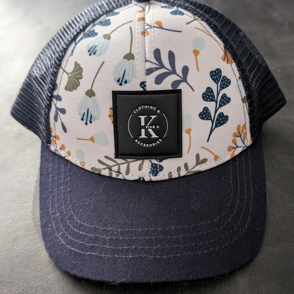 Kids Floral Navy Hat